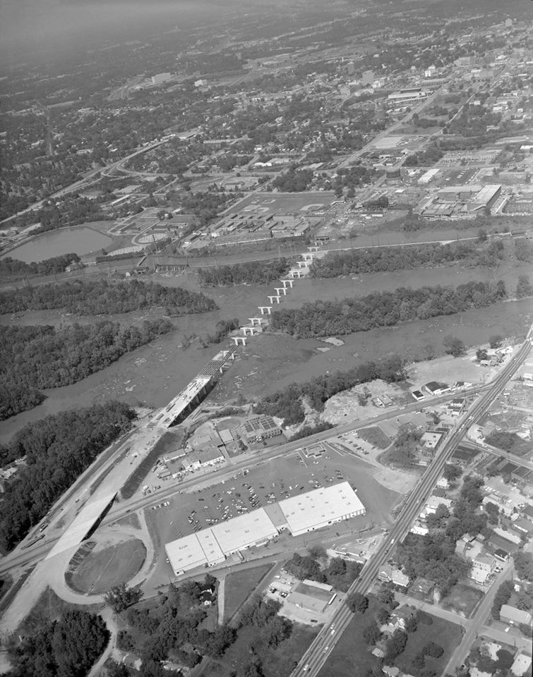 S.C. 12 (Jarvis Klapman Boulevard) construction over the Congaree River on April 21, 1975. (SCDOT File Photo