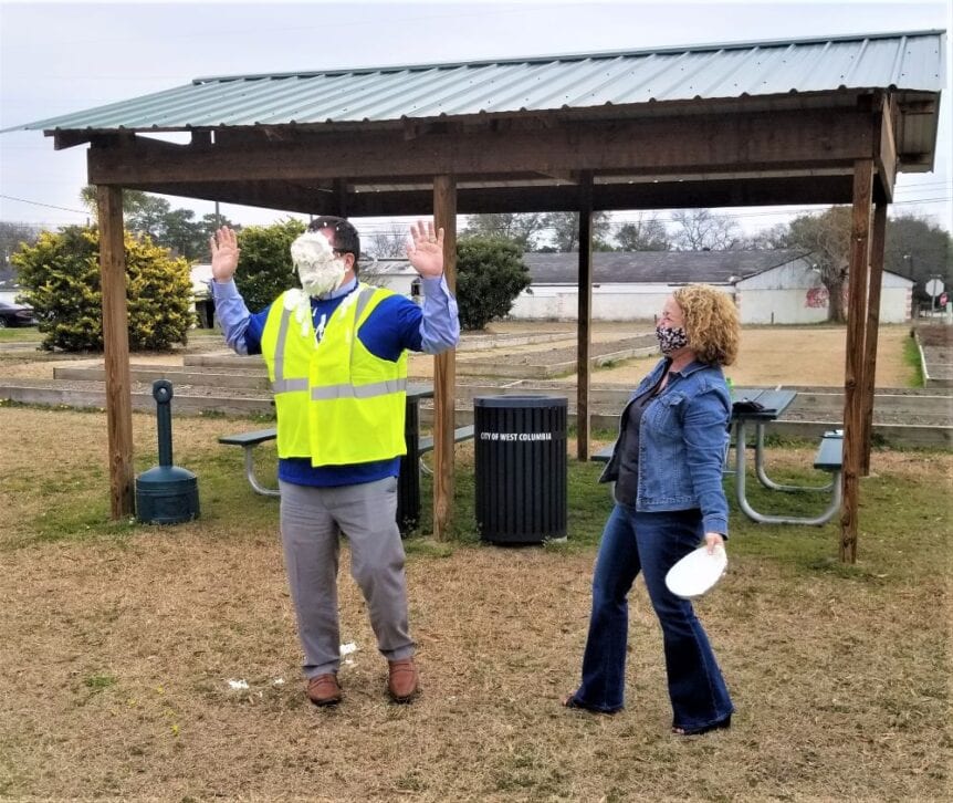 West Columbia Mayor Tem Miles takes pie to the face for United Way