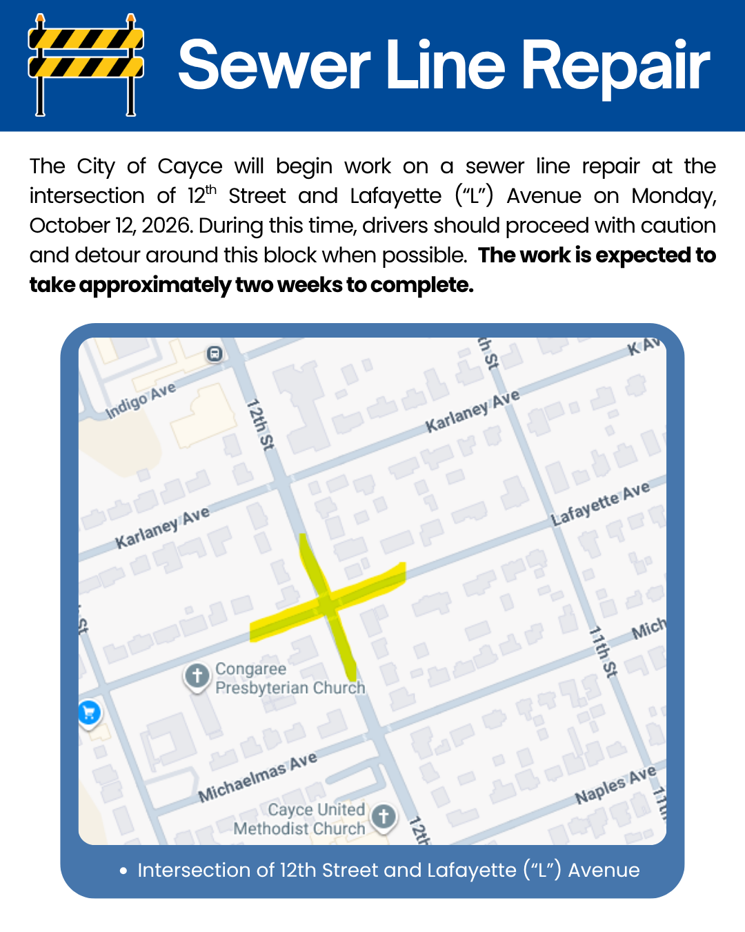 PUBLIC NOTICE Sewer Line Repair PUBLIC NOTICE Sewer Line Repair